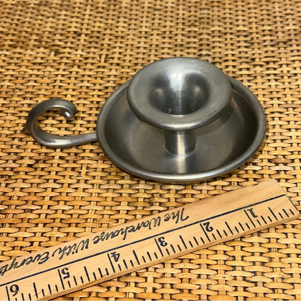 Nantucket Pewter Conn House Candlestick Holder Handle Silver Color Decor Small - Picture 7 of 7